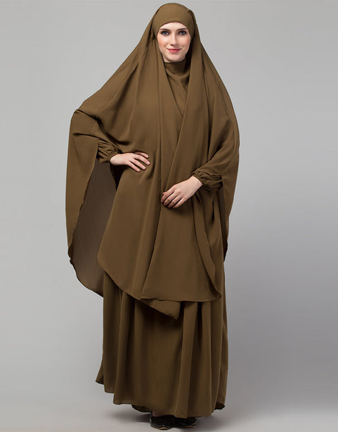 Muslim 3 pcs set of Abaya Khimer and Nose piece Side View